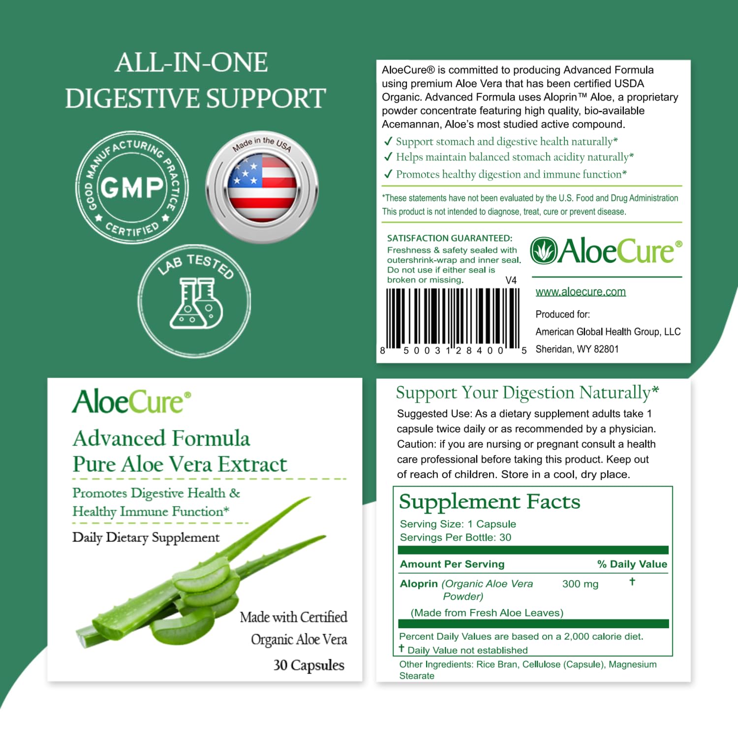 AloeCure Aloe Vera Capsules for Gut Health & Digestive Comfort 30ct x 300mg — Amazon image 6