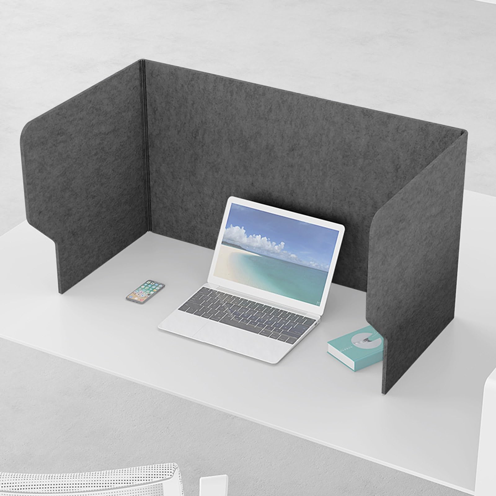 GBRJUYF Freestanding Acoustic Desk Divider, Soundproof U-Shaped Partition, Foldable for Office & Library Workspaces, Dark Grey, Noise Reduction, Space Saving