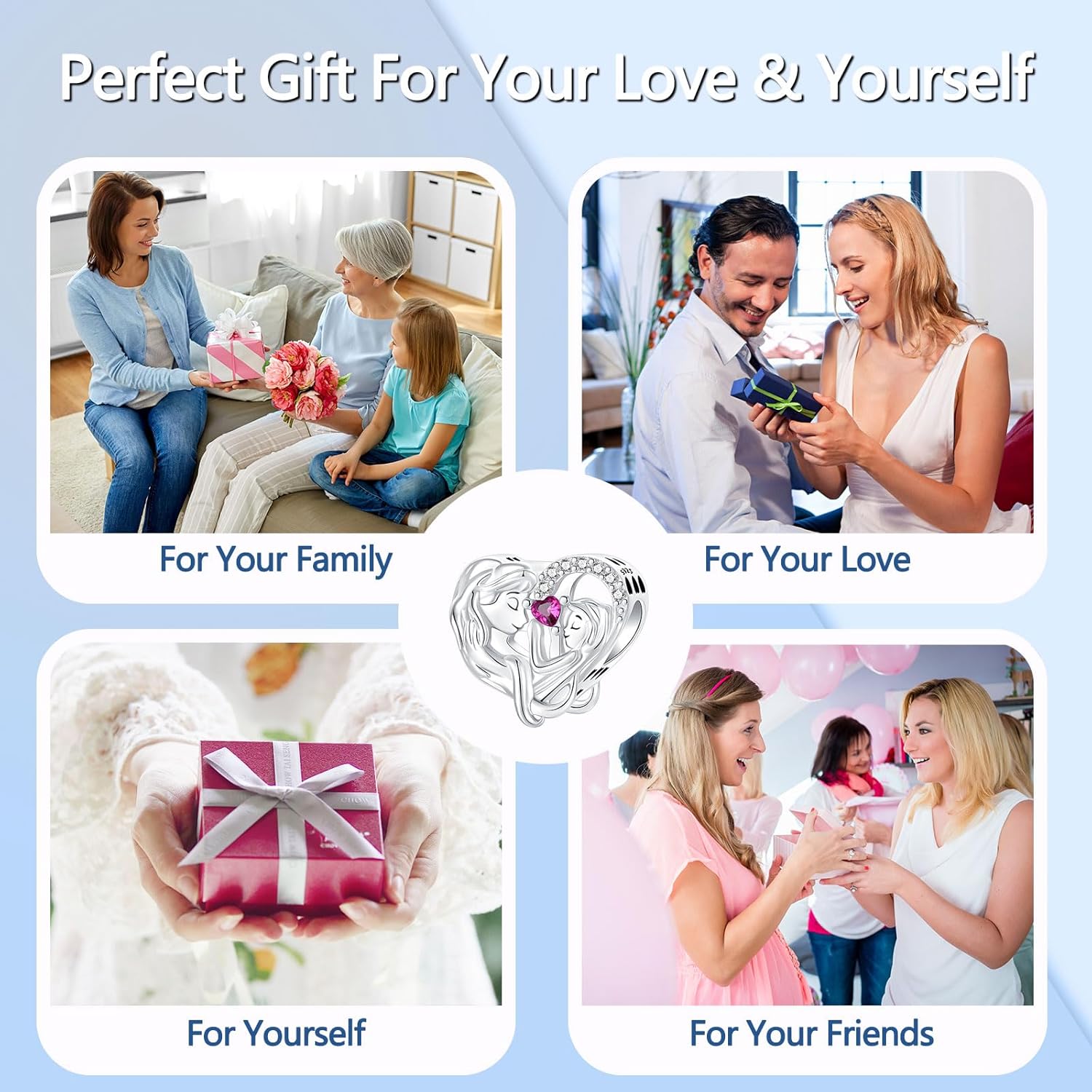 925 Sterling Silver Charm Fits Women's Charms Bracelet & Necklace Valentine's Day Mother's Day Jewelry Gifts for Women - Image 7