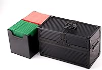Vista 3 de Caja de dados de doble metal negro para protector de cubierta de almacenamiento de tarjetas comerciales TCG Ultra Pro Sleeve MTG Magic FaB YGO