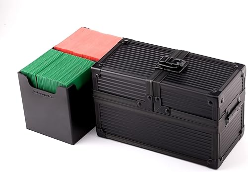 Miniatura 3 de Caja de dados de doble metal negro para protector de cubierta de almacenamiento de tarjetas comerciales TCG Ultra Pro Sleeve MTG Magic FaB YGO