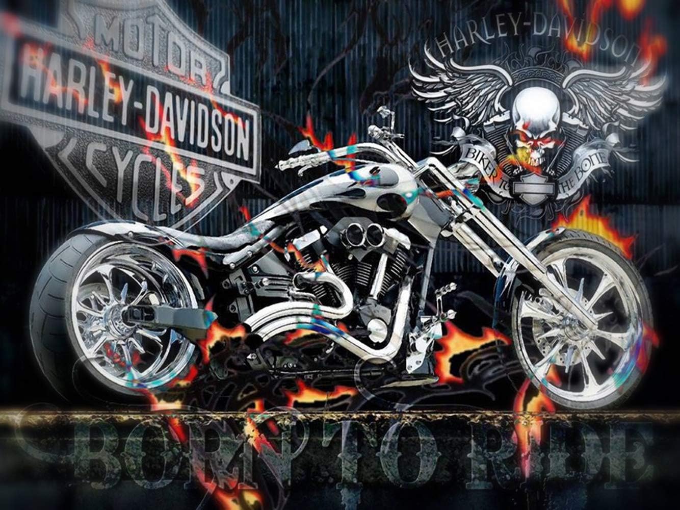 Diamond Painting For Adults Kids,Diamond Painting Arts Kits Motorcycle Full Round Drill Craft Wall Decor Painting Cross Stitch Crystal Rhinestone Embroidery Pictures Craft for Home Wall Gift