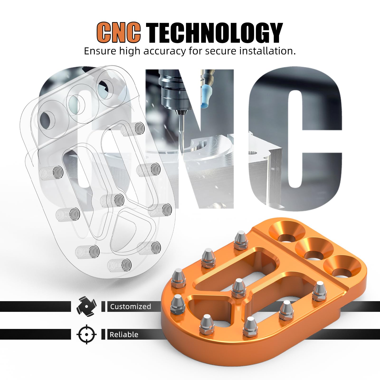 NICECNC Orangefarbener Aluminium-Bremshebel-Peg Compatible with 390 Adventure 2020–2023, Compatible with Husqvarna 701 Enduro/Supermoto, Compatible with GasGas 700 SM/ES, Siehe Ausstattung