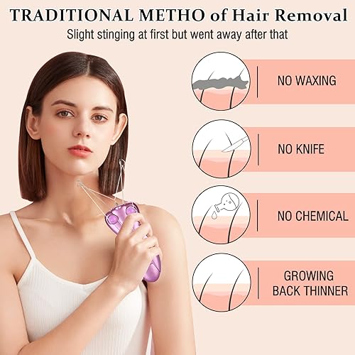 Miniatura 3 de EC VISION - Depilador eléctrico para mujer depiladora facial de algodón para mujer color rosa