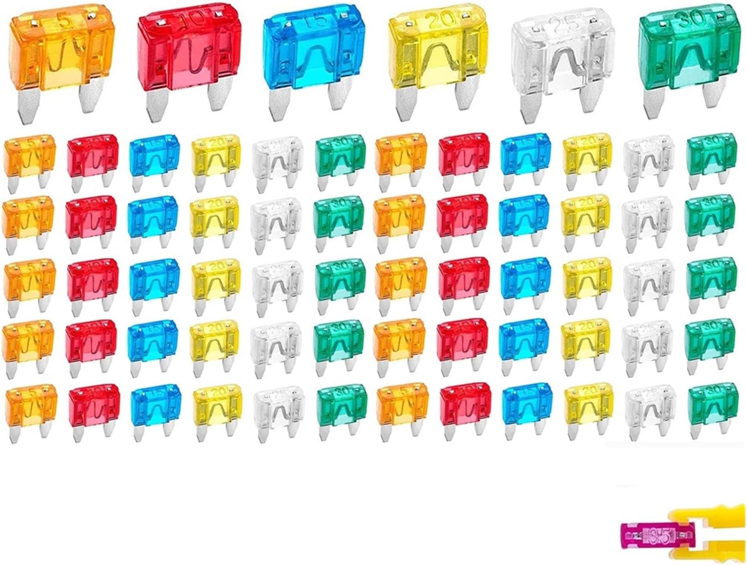 60-300pcs Cars Truck Fuse Mixed Set Kit Car Safety Assortment Blade Replacement 5/10/15/20/25/30A(60PCS)