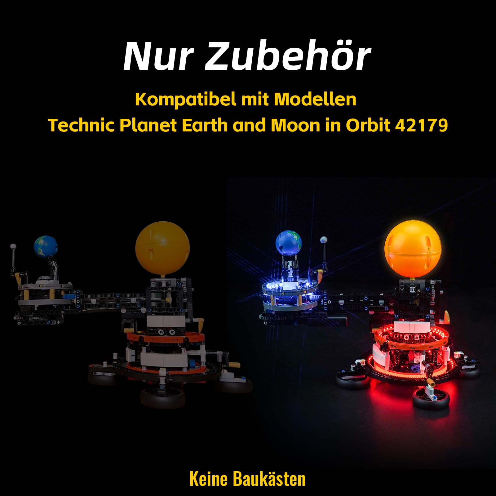 Set di luci a LED per Lego 42179 Terra e Luna in Orbita Set di Costruzione (Non Lego), set di illuminazione decorativa per modellino Lego Technic sole, terra, luna set gioco creativo - 2