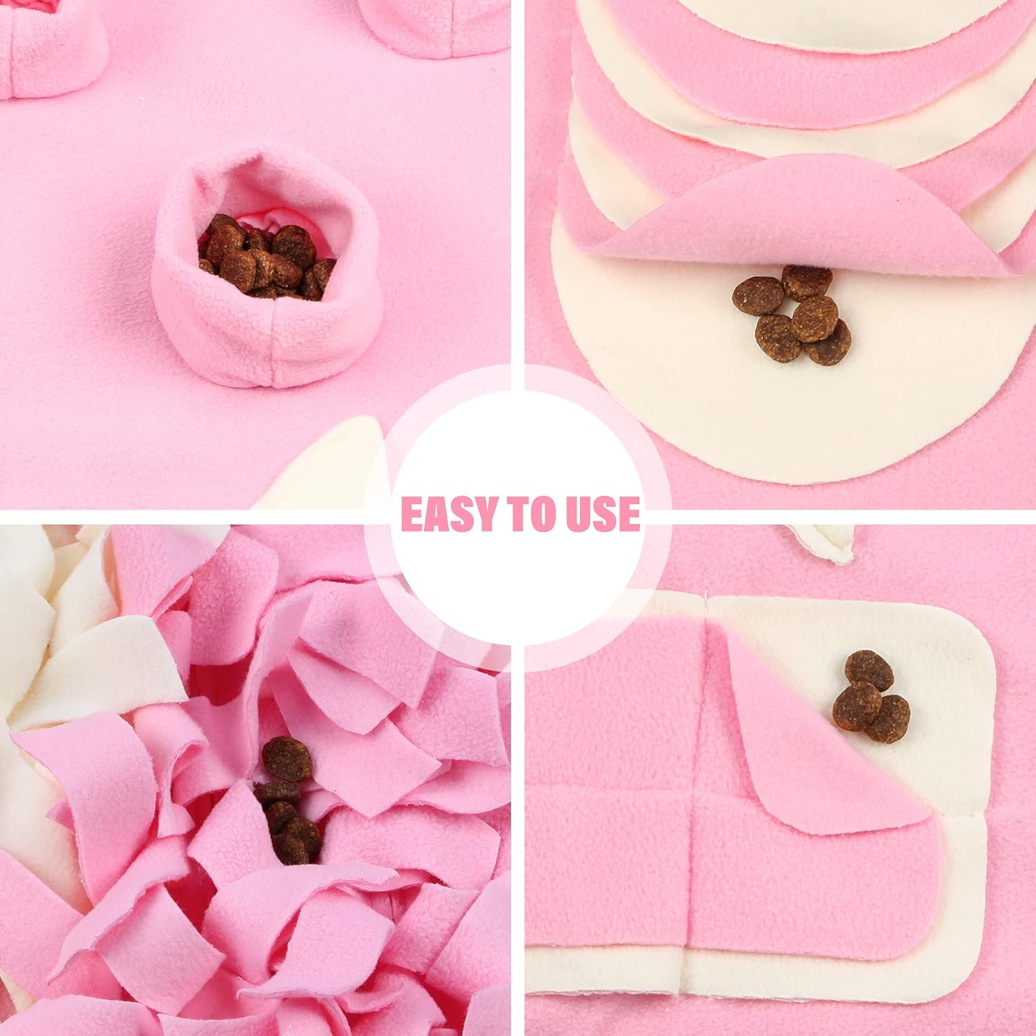 Snuffle Mat for Small Large Dogs (39.4" x 39.4") - Nosework Feeding, Easy to Fill, Machine Washable Training Mat, Pet Activity/Toy/Play, Great for Stress Release - L & Pink