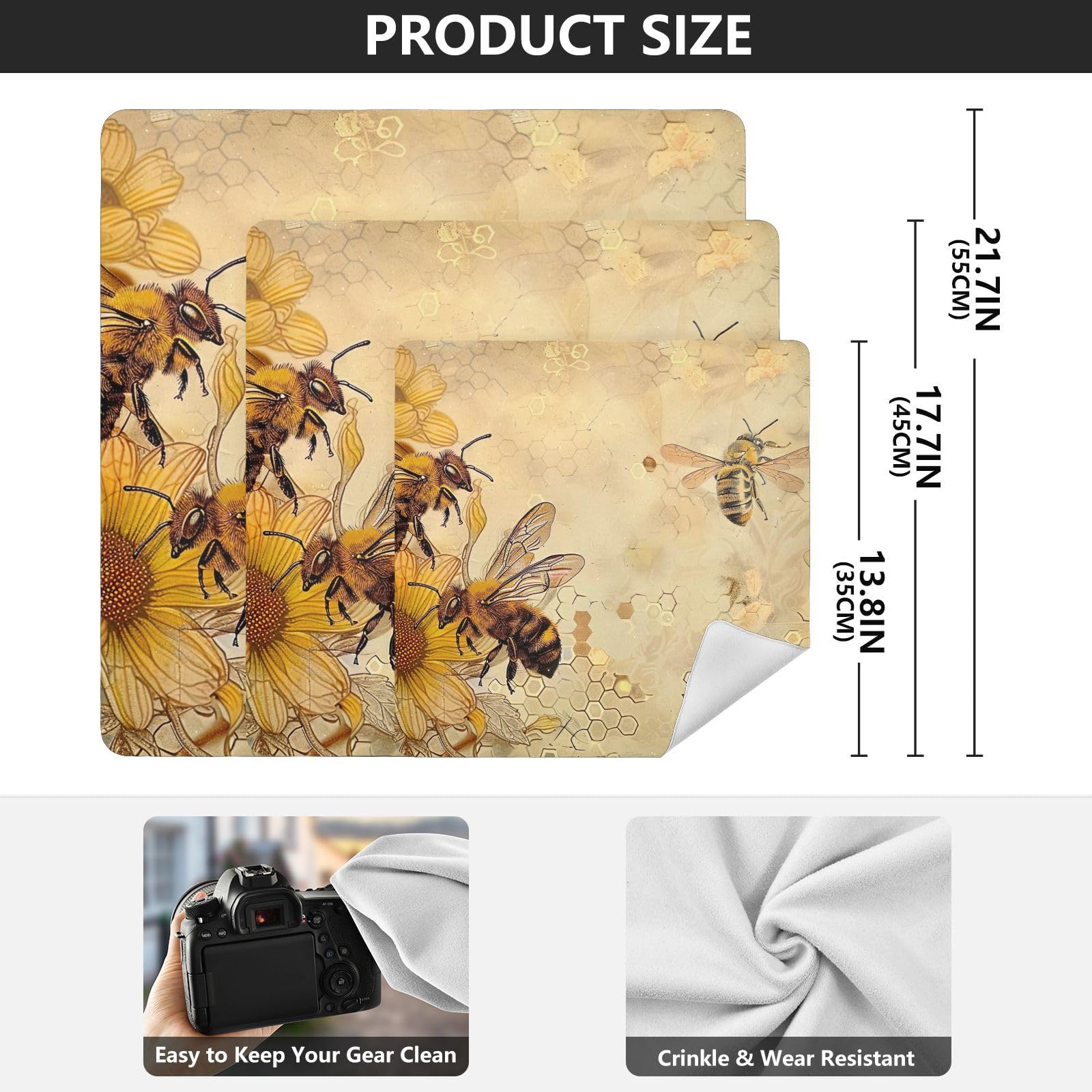 ODAWA Protective Camera Wrap Vintage Bees Gold Self Adhesive Cloths 13.8