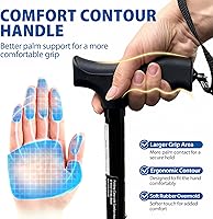 Vista 3 de Blue Jay - Bastón plegable para hombres y mujeres, bastón de aluminio de agarre cómodo ajustable con punta de goma antideslizante, negro, ayuda