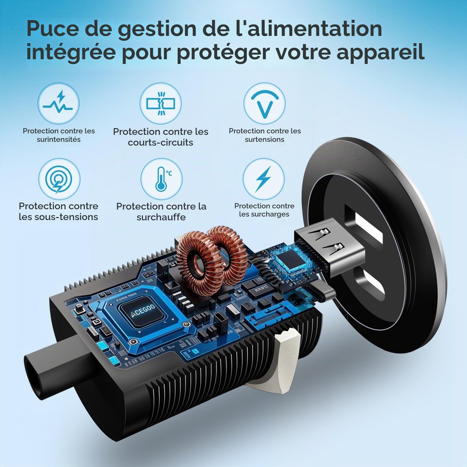 acegoo Prise USB 12V 100W PD3.0 et 18W QC, Camping-Car Voiture Aluminium Ordinateurs Portables USB-C Chargeur, Charge Rapide pour Bateau Marine Camion Caravane (2 pièces)