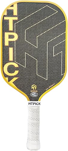 Pickleball Paddles, Carbon Fiber Pickleball Paddle High Grit & Spin with PP Honeycomb Core 16mm Thickness and Thermoformed Elongated Shape,