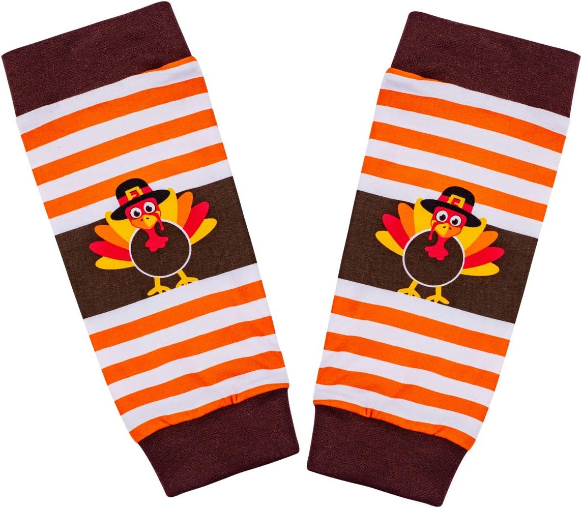 Newborn Baby Girl Clothing My First Thanksgiving Costume Long Sleeve Dress and Dress and Gold Headband and Leg Warmers - Image 4