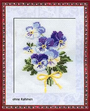 RIOLIS - Violas 792, Floral Cross Stitch Kits 5" x 614", Cross Stitch Kits for Beginners & Advanced, Crossstitching Kits Adult, Counted Stitching Kits, Flowers Embroidery Kit