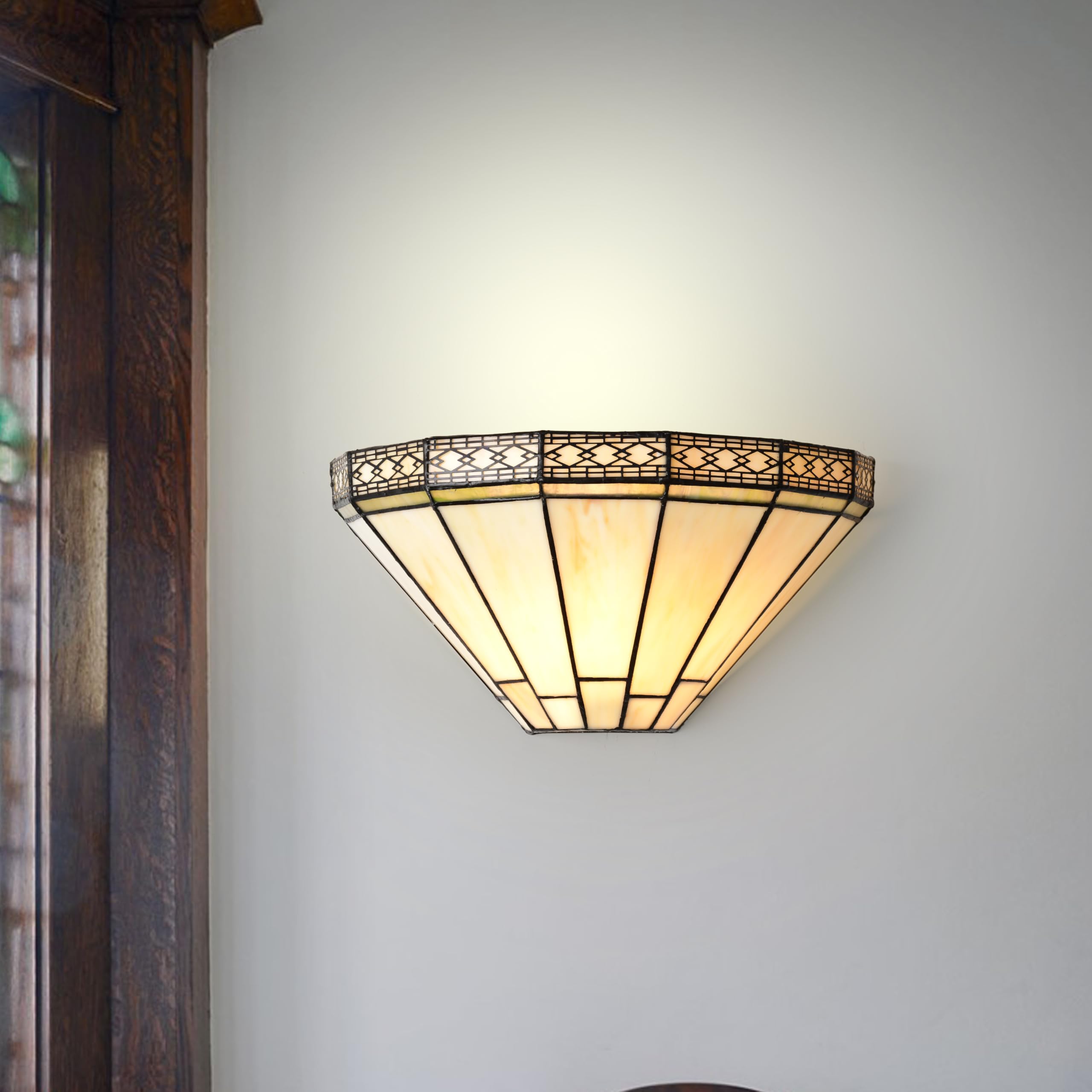 BELOFAY Stained Glass Handmade Uplighter Shade Wall Lights for Living Room (Mission Style)