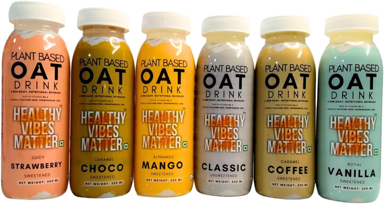 Oat Drink Plant Based Lactose Free Gluten Free No Preservatives Zero Cholesterol Dairy Free Source of Calcium Vitamins (Assorted, 6)