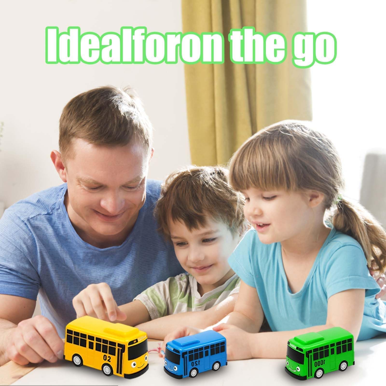 4PCS Green Bus Toy, The Little Bus Toy Set, Educational Vehicle Playset with Moving Wheels and Friendly Character Design for Kids Pretend Play and Learning — Amazon image 4