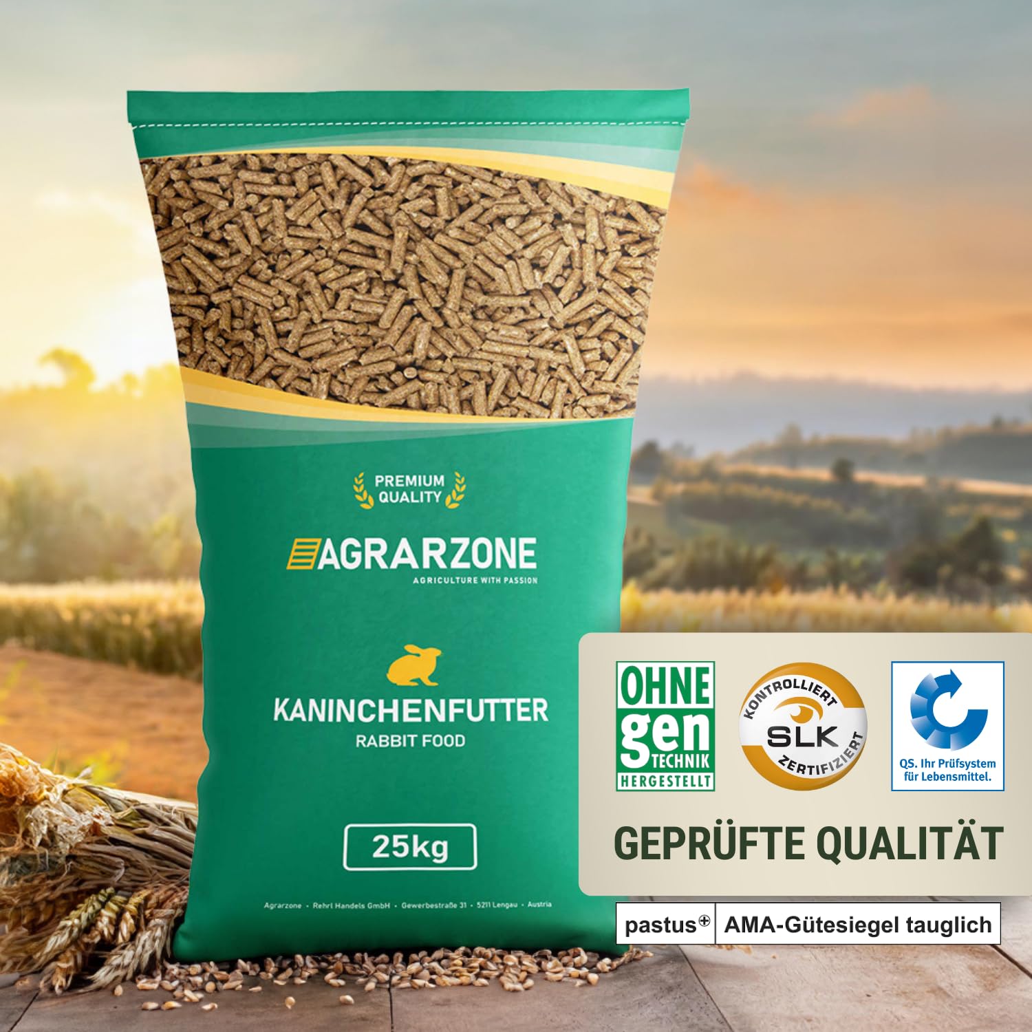 Agrarzone Nourriture pour Lapins en granulés 25 kg - Nourriture pour Lapins, Lapins Nains, lièvres - Nourriture Riche en nutriments pour Petits Animaux - Certifiée AMA, sans OGM