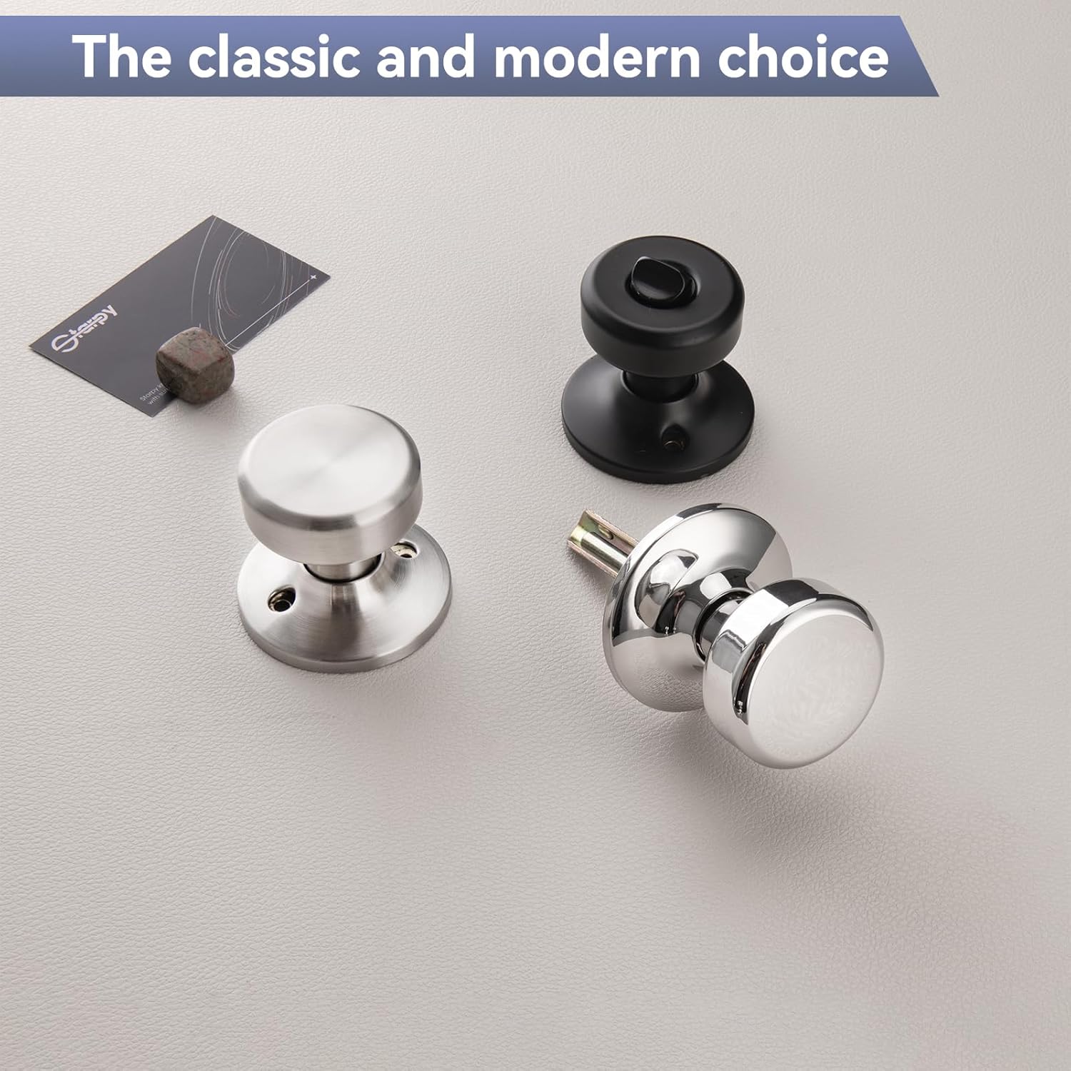 Black Door Knobs, Pismo Door Knob with Lock, Privacy Door Handles Interior for Bath & Bed (Privacy, Matte Black, 6)