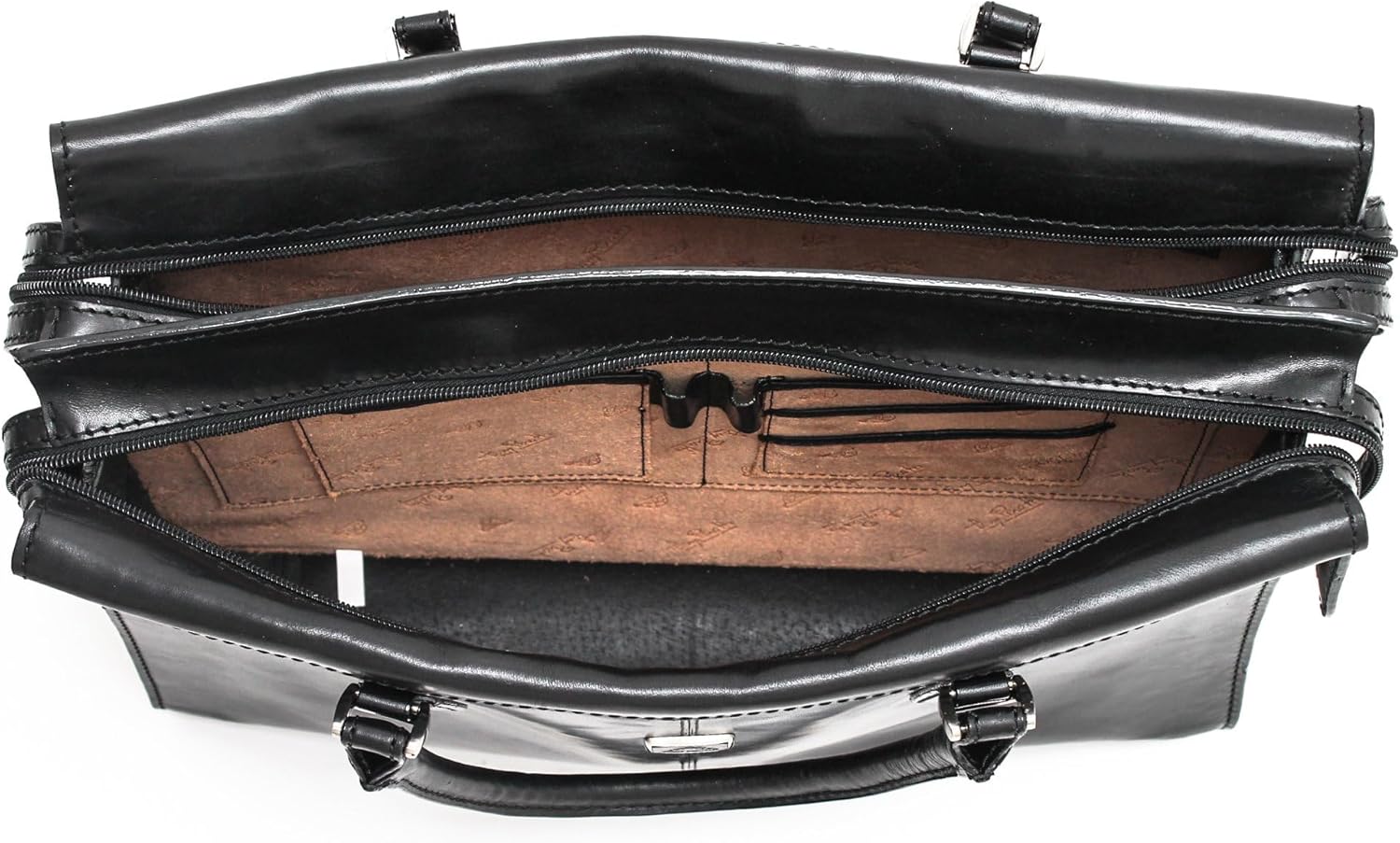 Tony Perotti Womens Italian Bull Leather Bella Fellini Double Compartment Leather Laptop Briefcase