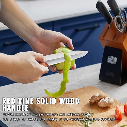 Miniatura 4 de Juego de cuchillos de chef, paquete de 2 cuchillos de corte de carne de acero inoxidable + cuchillo de fruta, cuchillos de cocina afilados con mango