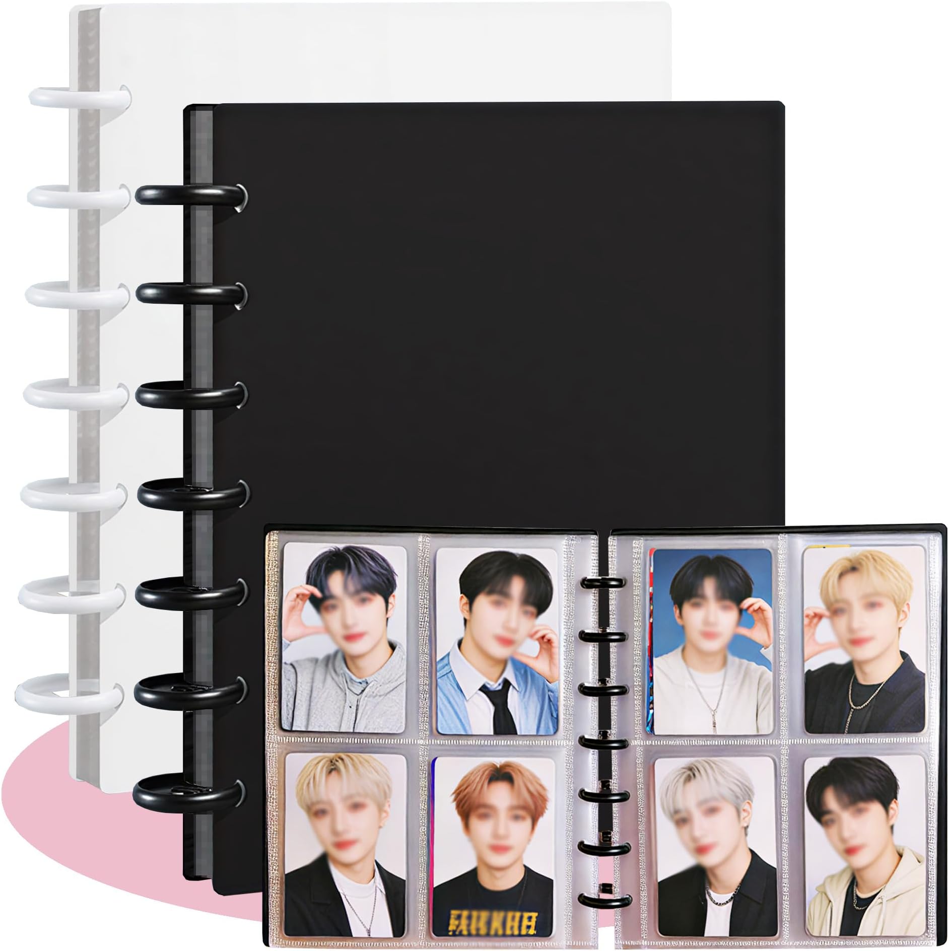 Kpop Photocard Binder, Photocard Album, 3-Inch Photo Card Holder Album for Fujifilm Instax Mini, Polaroid Photos, Standard Trading Cards and ID Cards, Black & White, 40 Sheets 160 Pockets