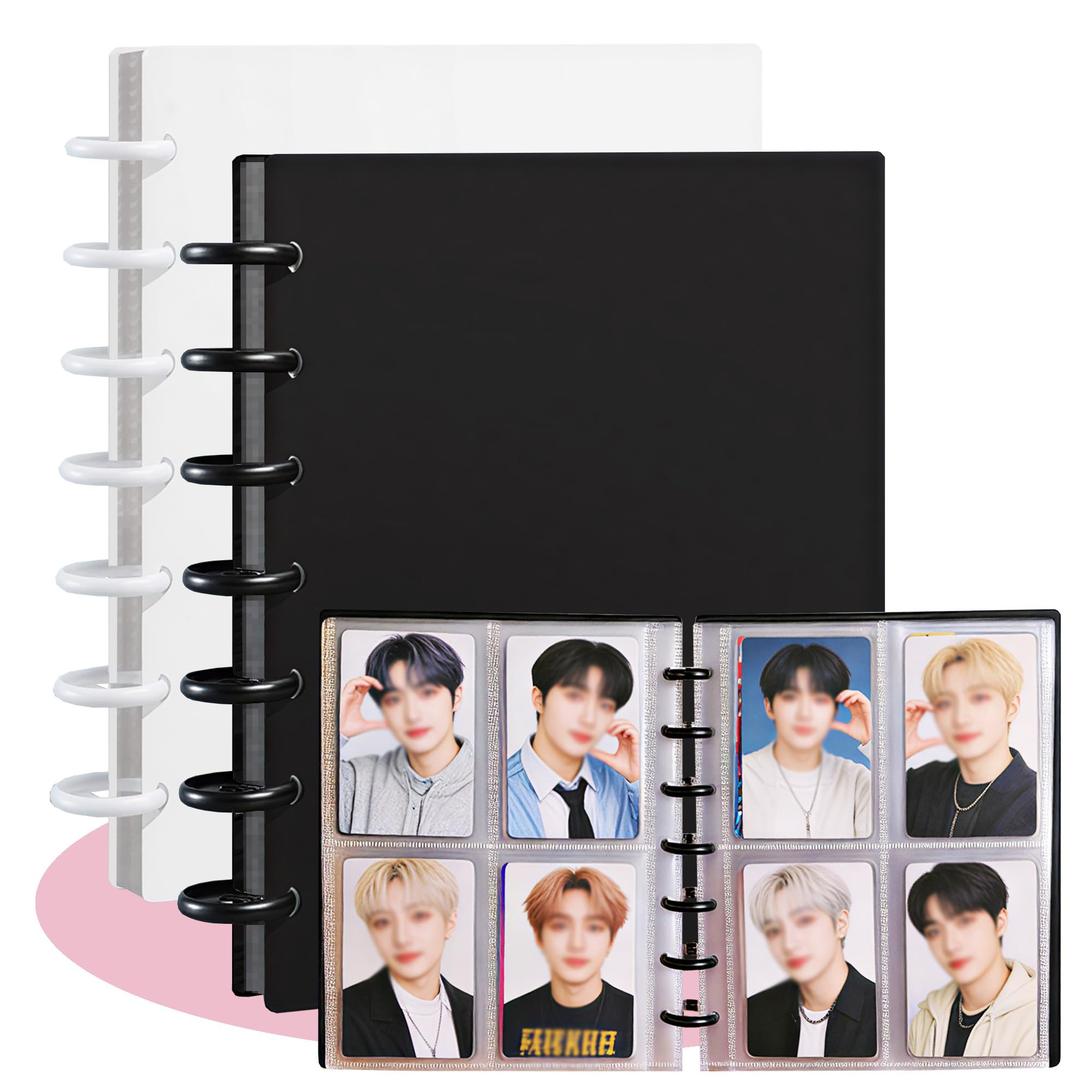 Kpop Photocard Binder, Photocard Album, 3-Inch Photo Card Holder Album for Fujifilm Instax Mini, Polaroid Photos, Standard Trading Cards and ID Cards, Black & White, 40 Sheets 160 Pockets