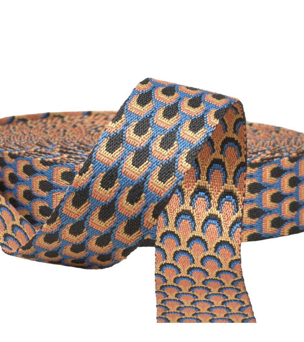 Sangle Paon 38mm bleu jean, ruban tissé haut de gamme en bobine