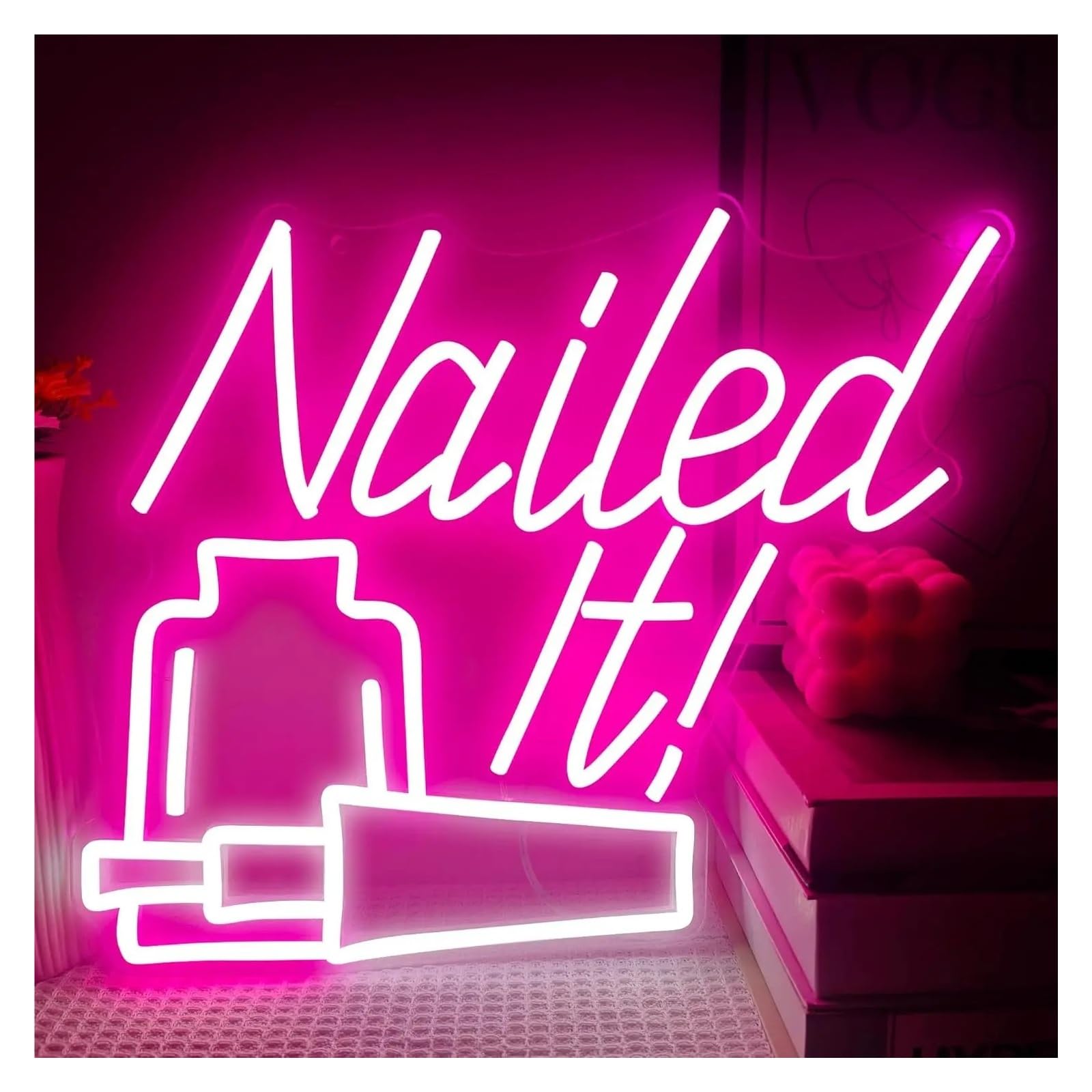 Wiszące neony artystyczne "Nailed It!"Neon LED Light USB Do Salonu Piękności Salon Paznokci Bar Party Gaming Room Dekoracje Sypialni 35X31.1cm