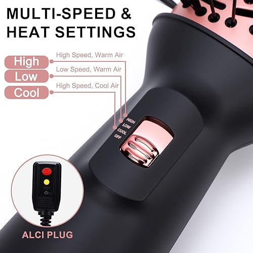 Miniatura 5 de Cepillo secador de doble voltaje, mini secador de pelo de viaje, potente secado en un solo paso, alisadorizado, tecnología iónica para el cuidado