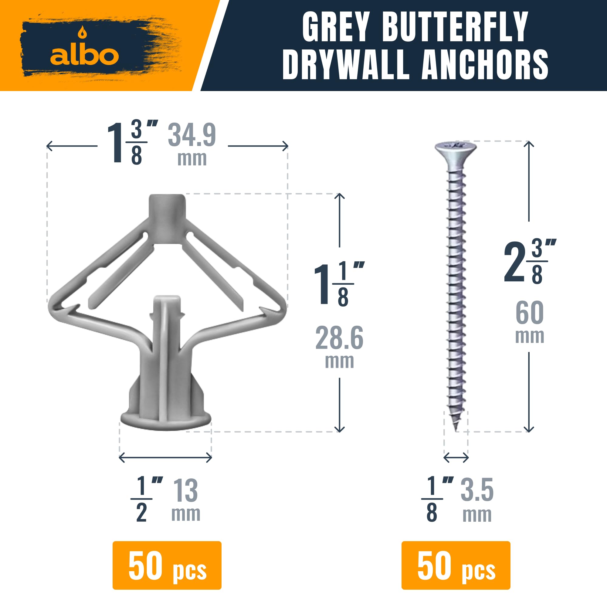 Drywall Anchors & Screws - 100 Pack -3