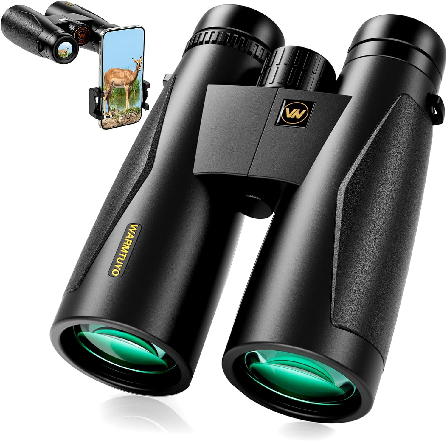 12 * 52 HD Binoculars High Powered, Binoculars for Bird Watching with Upgraded Phone Adapter,BaK4 Prisms,22mm Large Eyepiece,Clear Low Light Vision,Binocular for Hunting,Travel,Cruise