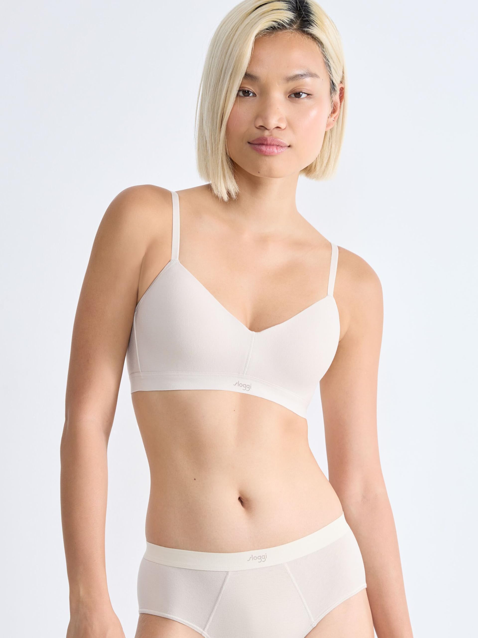 Sloggi Reggiseno da donna in cotone microfase, biancheria intima, confortevole, rimovibile, regolabile, senza cuciture, senza cuciture, senza stiratura, elasticizzato