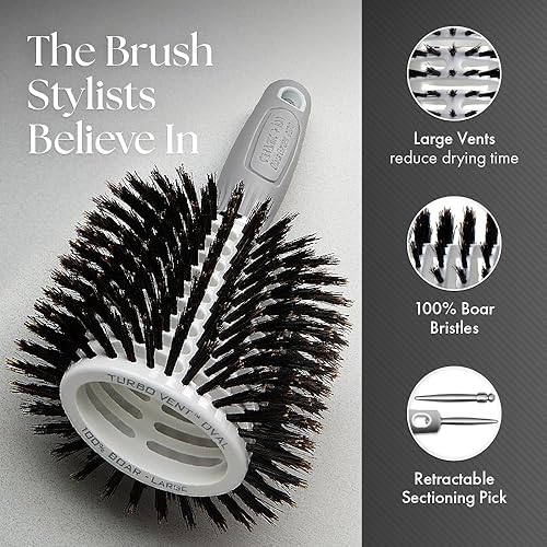 Miniatura 8 de Olivia Garden Cerámica y Ion Turbo Vent 100% cerdas de jabalí cepillo redondo para el pelo