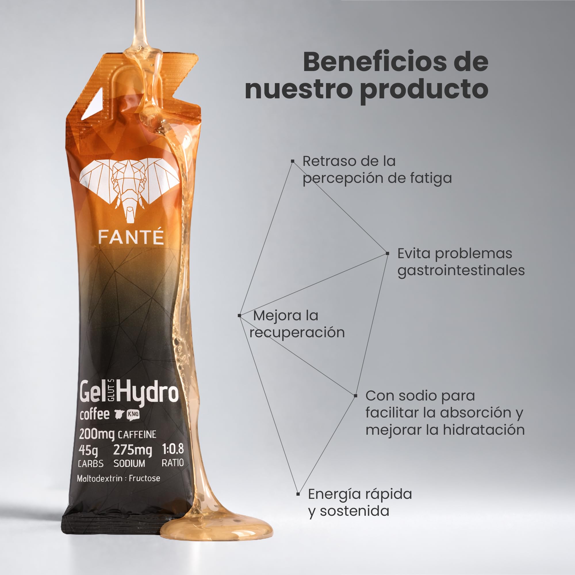 FANTÉ Hydro 45 Gel Energético con Cafeína Sabor Café 45 g | Textura Más Líquida para Running, Ciclismo y Deportes de Resistencia (12)