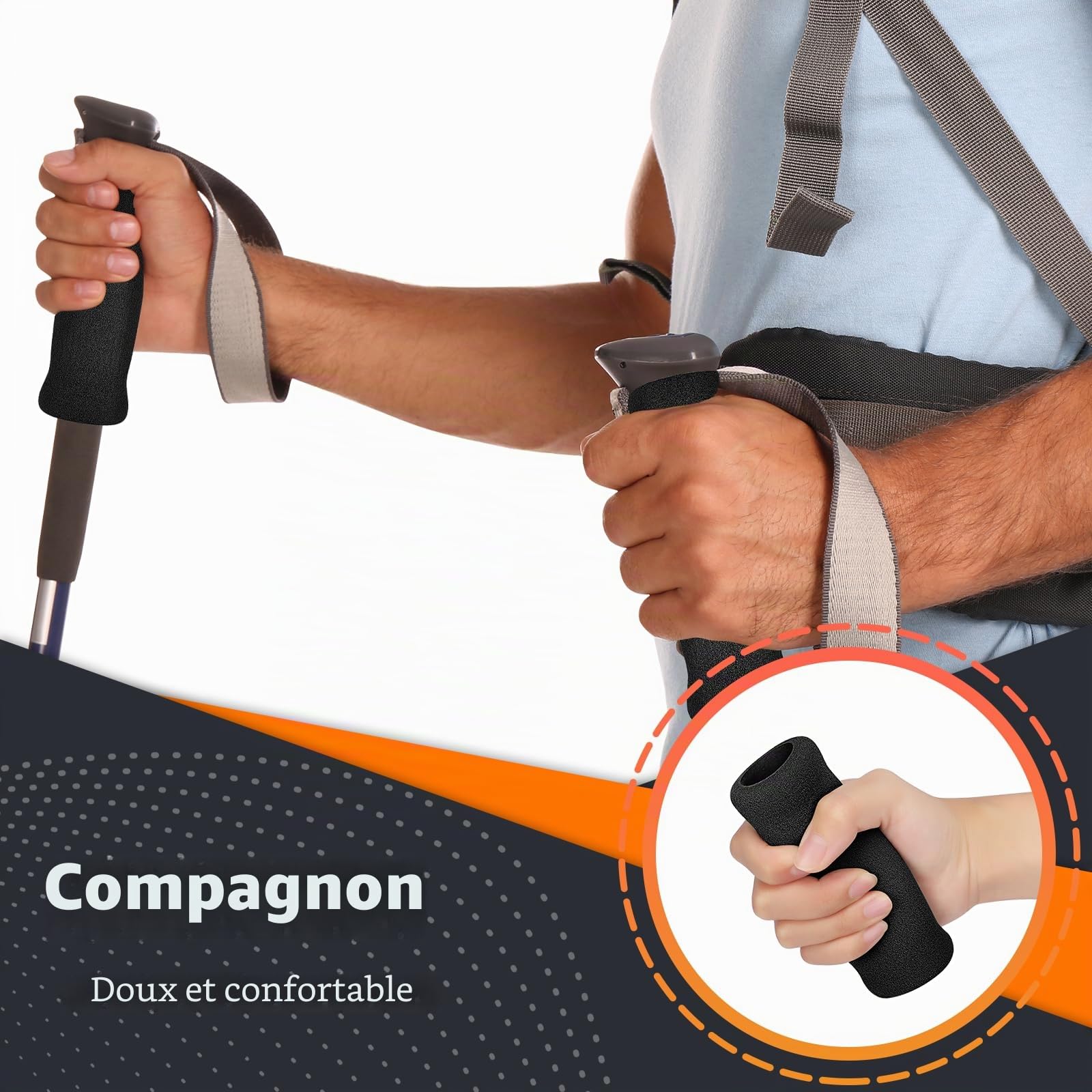 supregear Poignée de Canne, Remplacement Poignées en Mousse pour Canne de Marche et Béquille, Poignée Mousse pour Guidon de Vélo, 4,53 x 0,98 x 0,98 Pouces