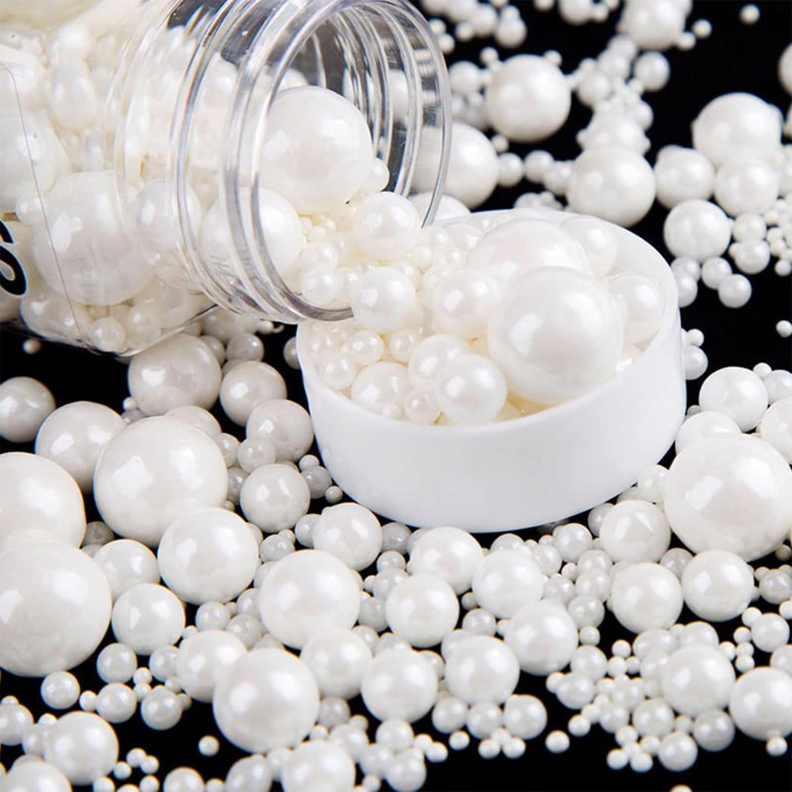 Sentovac White Pearl Sugar Sprinkles Edible Cake Decorating Pearl Candy Sprinkles Cookie Cake Cupcake Topper Baking Decorations Halloween Christmas