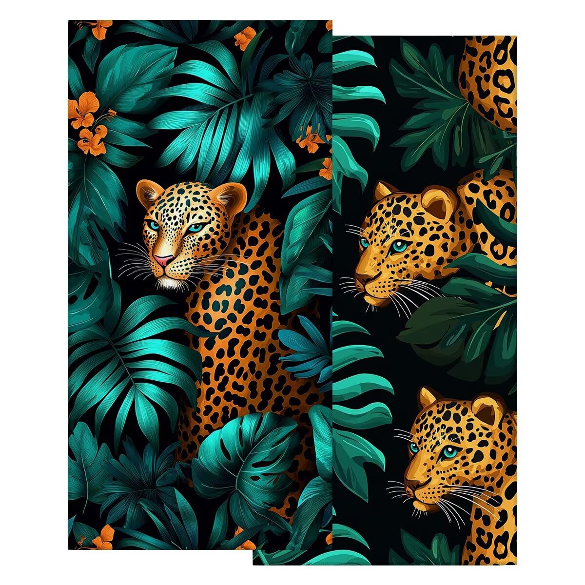 Toalla Playa 90x180 cm, Toalla Gimnasio Microfibra Secado Rapido, Juego de 2 Antiarena Toallas de Playa, Ligera Compacta Toallas Microfibra Grande para Viaje, Regalo Hombre Mujer (Leopardo) -4267