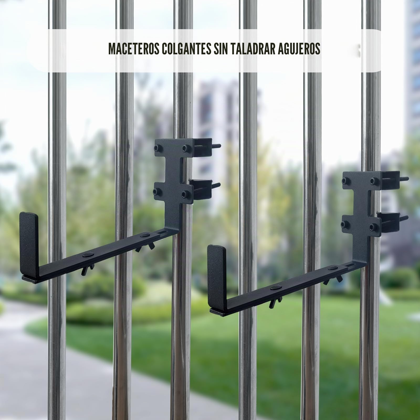 Juego de 4 soportes circulares y cuadrados para jardineras, ajustables para terraza, jardín, valla, pérgola, balcón