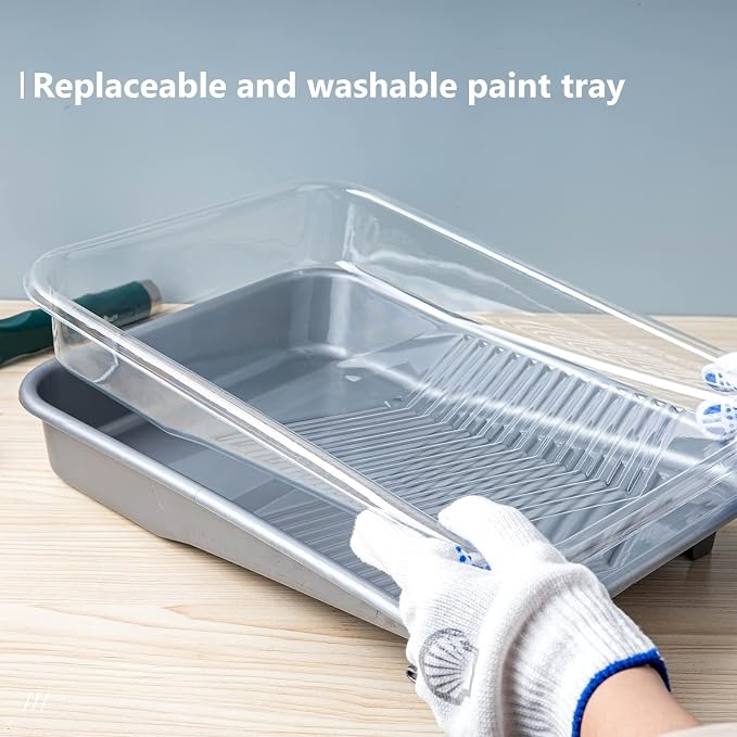 Mister Rui Juego de Bandejas de Pintura de 9 Pulgadas, Pack de 12 con Forros y Marco | Bandeja Profunda Texturizada, Forros Desechables y Marco Resistente de 5 Alambres. Lavable, Reutilizable – Ideal para Paredes y Proyectos Grandes miniatura 7
