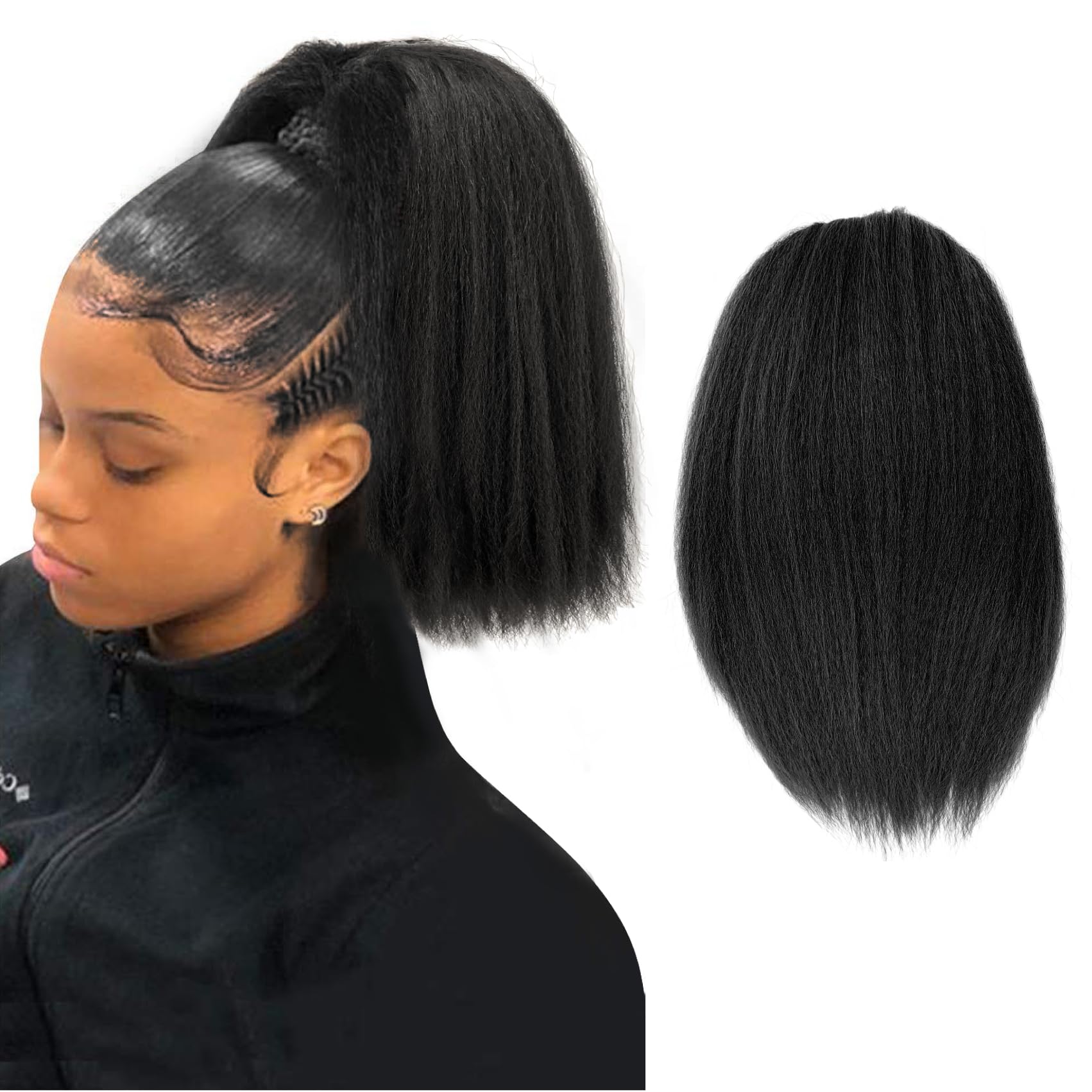 Amazon.com : UAmy hair 12Inch Yaki Straight Drawstring Ponytail