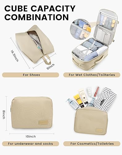 Miniatura 5 de LOVEVOOK Mochila de viaje grande para mujer, mochila para artículos personales, esenciales, Caqui-beige, Mochilas de viaje