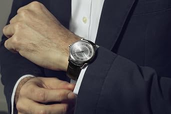 Raymond Weil Maestro Men's Automatic Watch, Silver Dial, Arabic Numerals, Genuine Black Leather Strap, 40 mm (Model: 2237-STC-05658)