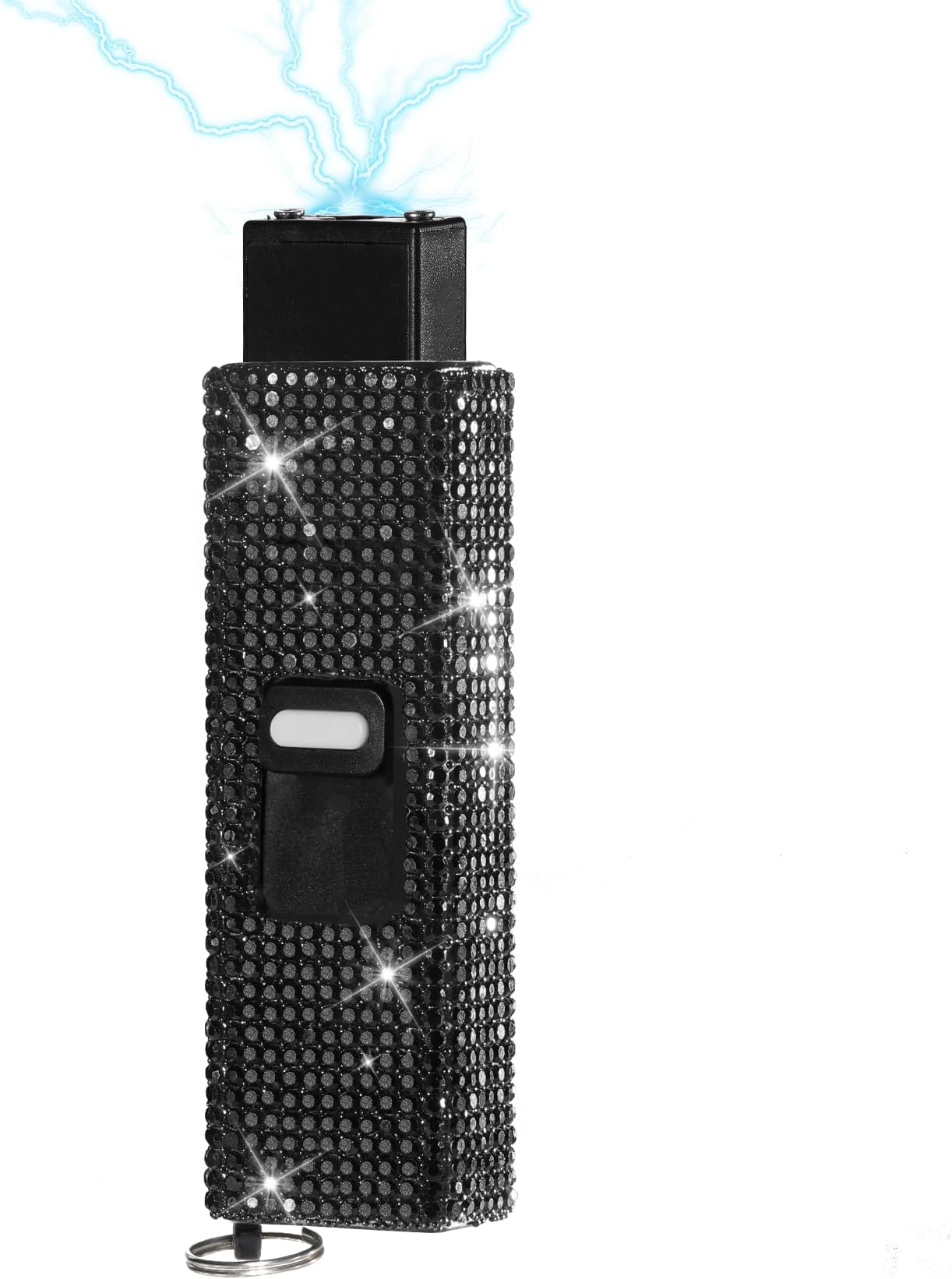 10 Mini Volt Micro Stun Gun for Woman World's Smallest Stun Gun Rechargeable with LED Flashlight Safety Switch (Bling Black)