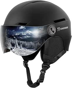 SNOWER Ski Helmet with Goggles, 2-in-1 Snowboard Helmet and Visor Goggles Combo - Adjustable Fit & Ventilation System