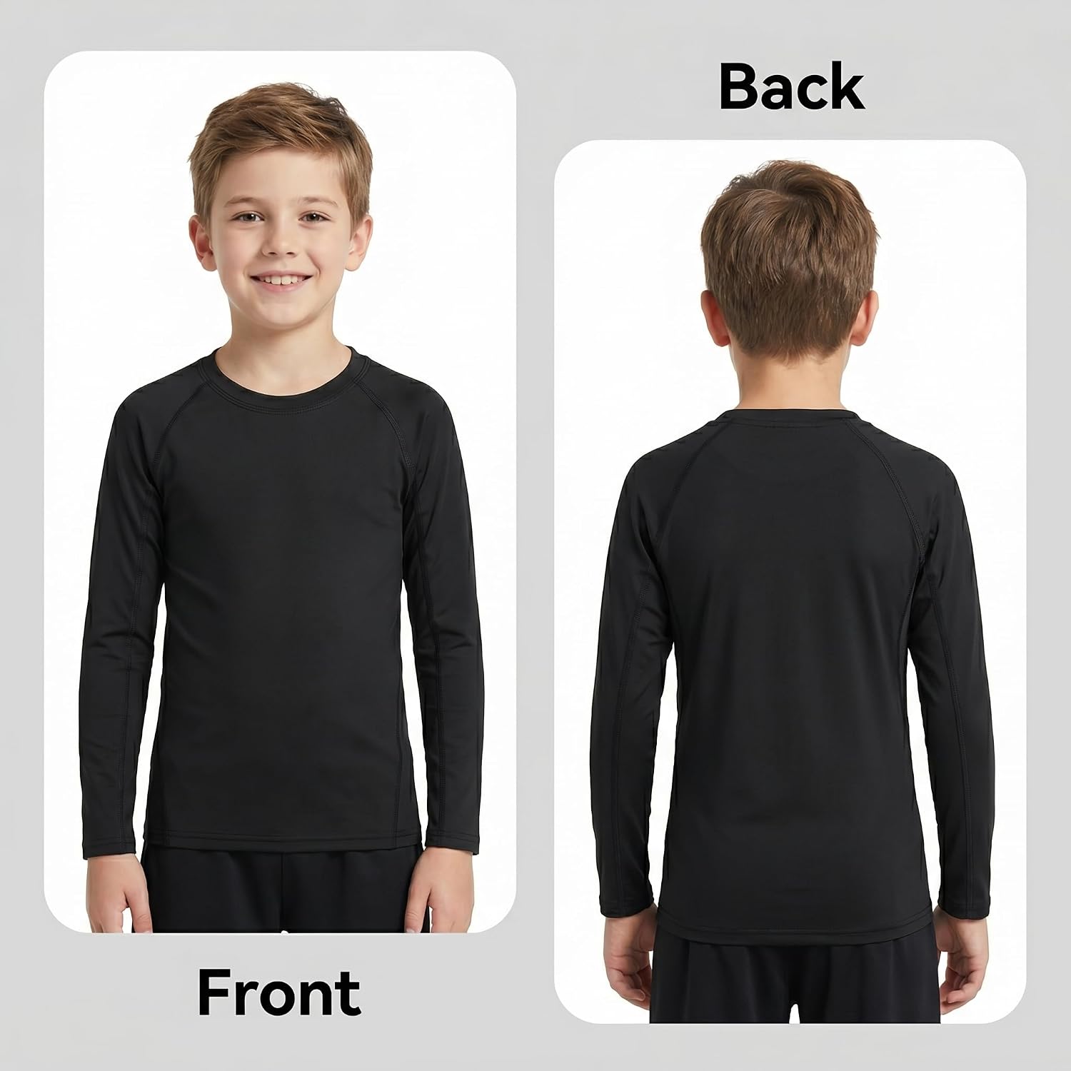 LANBAOSI Youth Long Sleeve Compression Shirt Kids Athletic Moisture Wicking Base Layer for Baseball Soccer