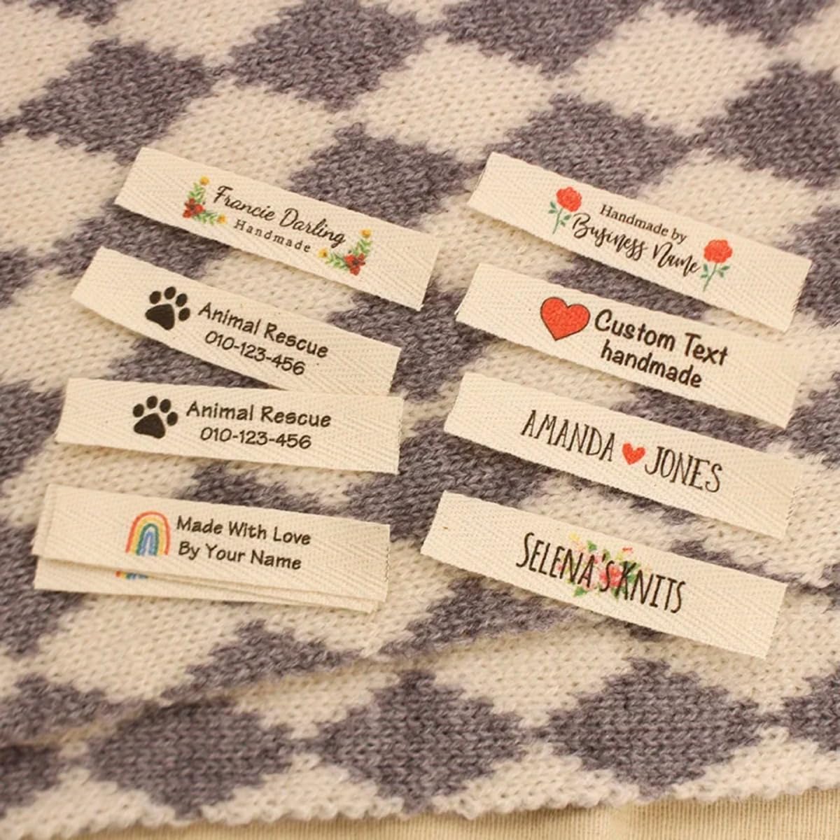 Etichette in cotone twill personalizzate, etichette personalizzate per abbigliamento, etichetta da cucire personalizzata, articolo fatto a mano, etichetta di abbigliamento personalizzata (200 pezzi)