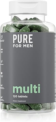 Pure for Men Multivitamínico para hombres | Apoyo de energía y estrés, huesos fuertes, rico en antioxidantes y minerales | Vitamina A, vitamina B,