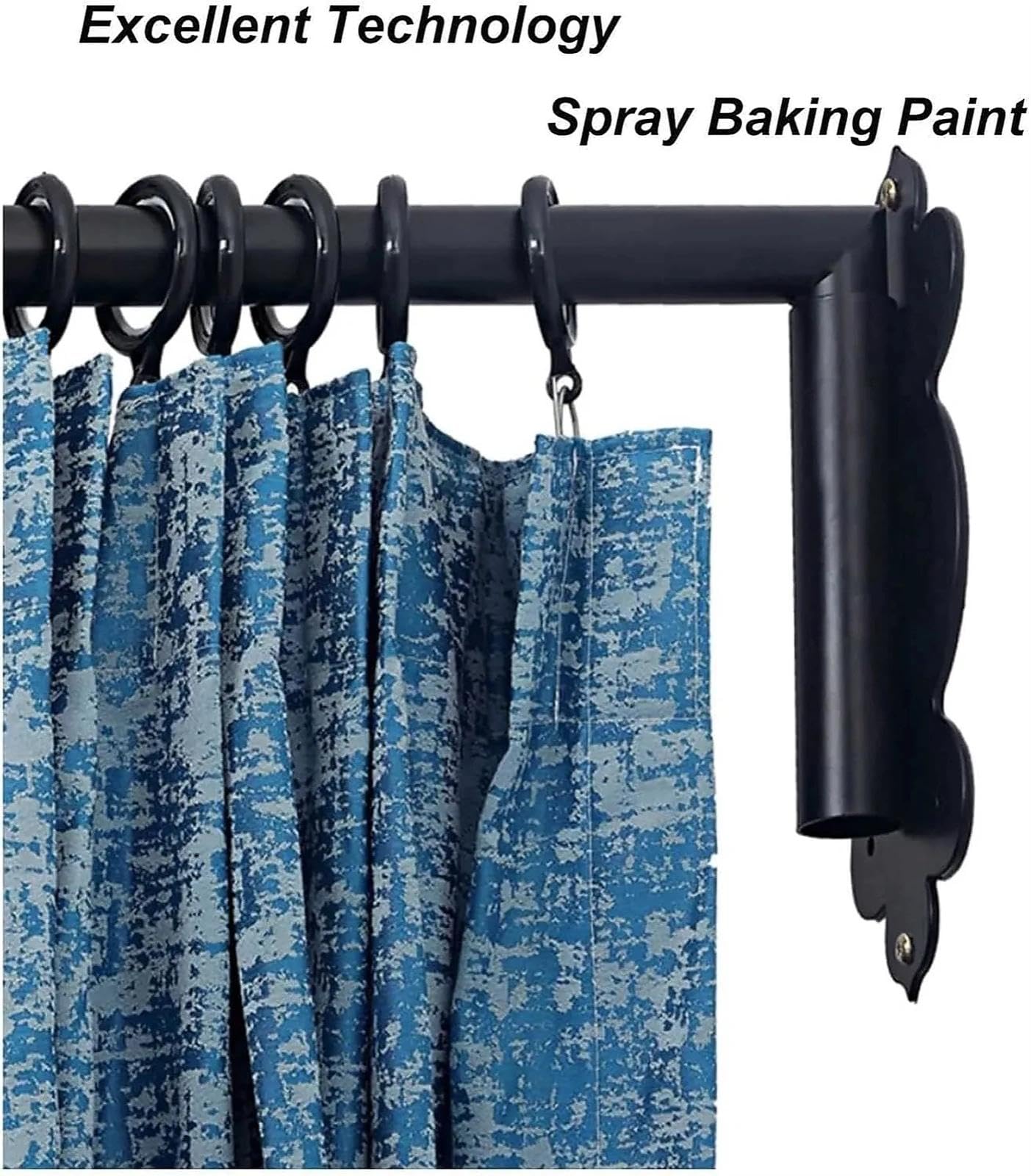 Bastone per tenda regolabile e resistente, 70 cm, nero, con terminali per pannelli laterali e porta anteriore, ideale per decorazioni domestiche e trattamenti per finestre