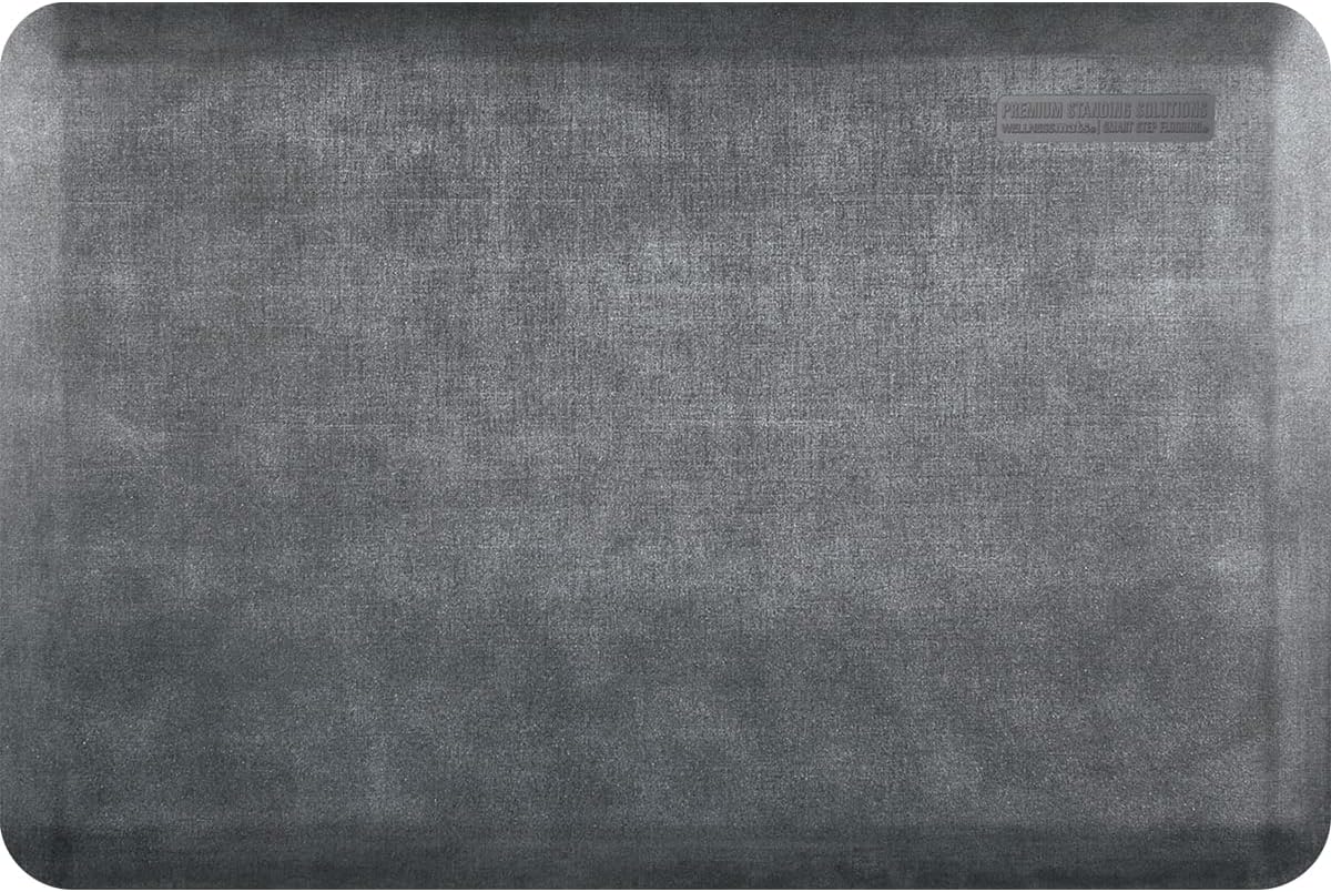 WellnessMats Linen Collection Anti-Fatigue Floor Mat, Slate, 36 in. x 24 in. x ยพ in. Polyurethane โ Ergonomic Support Pad for Home, Kitchen, Garage, Office Standing Desk โ Water Resistant, Non-Slip,