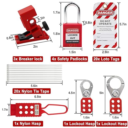 Miniatura 4 de Young Dance Kit de etiquetado de bloqueo eléctrico Loto  Kits de etiquetas de bloqueo eléctrico para cumplimiento OSHA  con candado de seguridad,